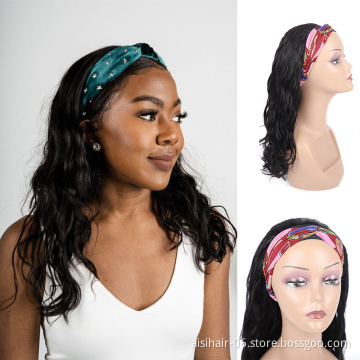 Natural Curly Black Wigs Human Hair Wig Headband Women Glueless Brzilian Raw None Lace High Quality Wholesale Price Humen Hair